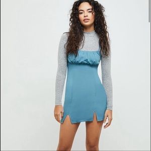 LA Hearts shirred double slit mini dress